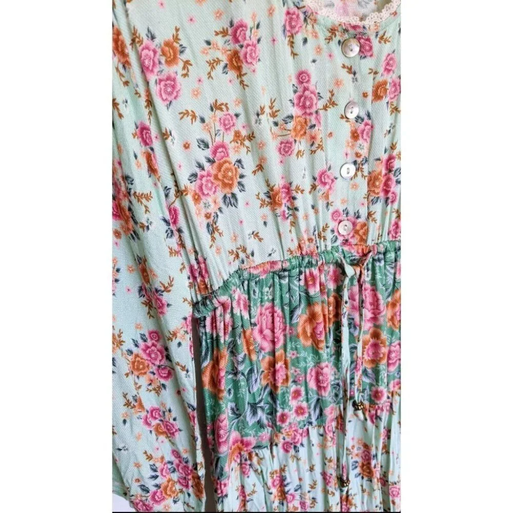Arnhem Harmony Gypsy Mini Dress Sz6 Boho Floral Mint - Picture 10 of 10